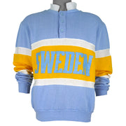 Vintage (Nutmeg Millis) - Sweden Spell-Out 1/4 Button Sweatshirt 1990s Medium Vintage Retro