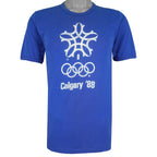 Vintage (Stanfield's) - Blue Calgary Winter Olympics T-Shirt 1988 Medium Vintage Retro