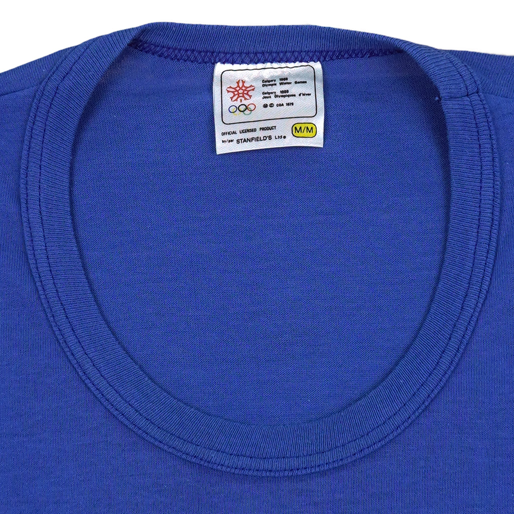 Vintage (Stanfield's) - Blue Calgary Winter Olympics T-Shirt 1988 Medium Vintage Retro