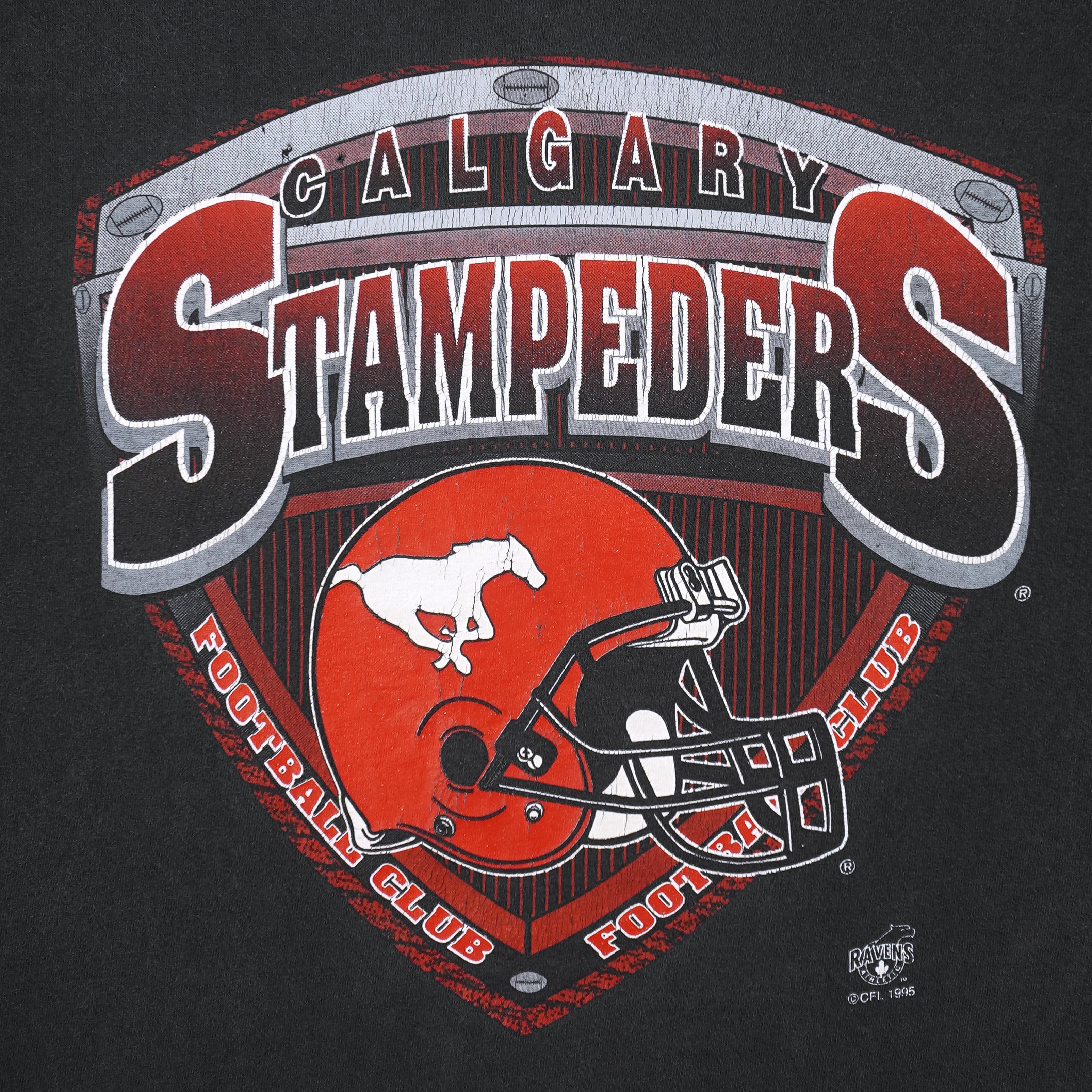 CFL (Watson's) - Calgary Stampeders Helmet T-Shirt 1995 Large Vintage Retro
