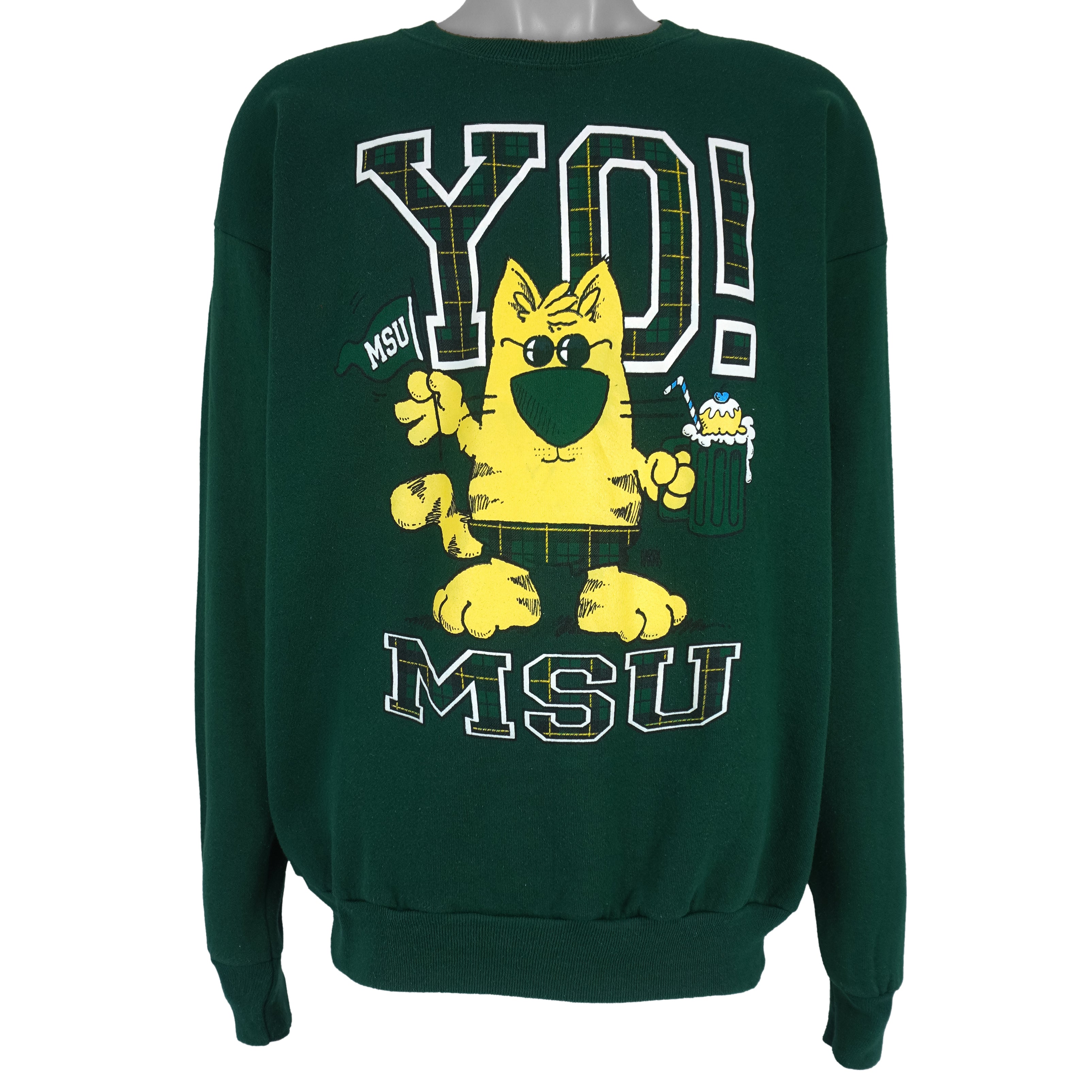 NCAA (Lee) - Michigan State Spartans, MSU Yo! Spell-Out Crew Neck Sweatshirt 1990s X-Large Vintage Retro