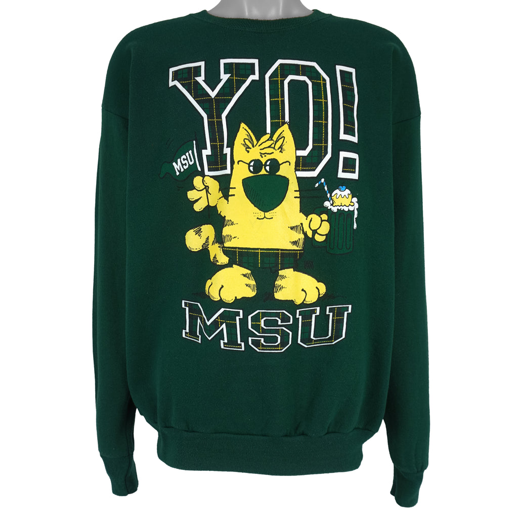 NCAA (Lee) - Michigan State Spartans, MSU Yo! Spell-Out Crew Neck Sweatshirt 1990s X-Large Vintage Retro