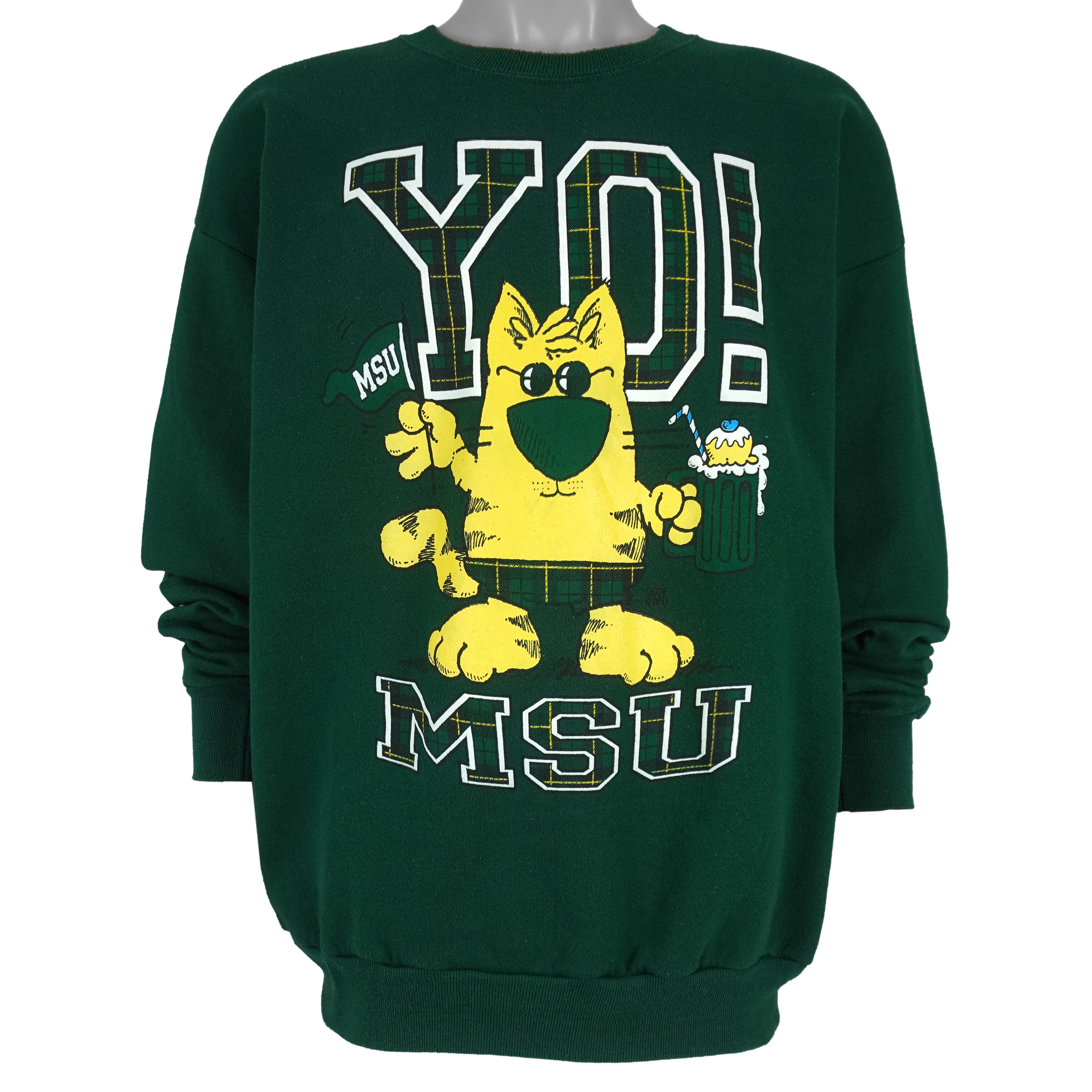 NCAA (Lee) - Michigan State Spartans, MSU Yo! Spell-Out Crew Neck Sweatshirt 1990s X-Large Vintage Retro