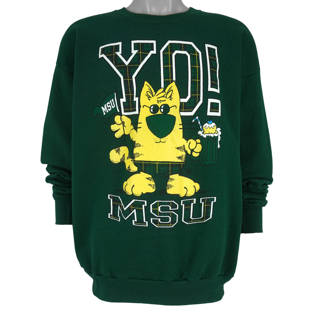 NCAA (Lee) - Michigan State Spartans, MSU Yo! Spell-Out Crew Neck Sweatshirt 1990s X-Large Vintage Retro
