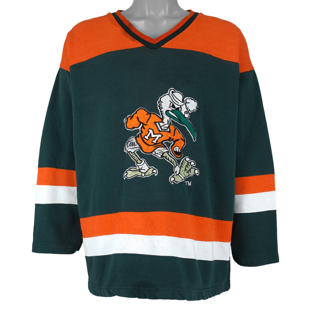 NCAA (J Plus) - Miami Hurricanes Embroidered Jersey 1990s Large Vintage Retro