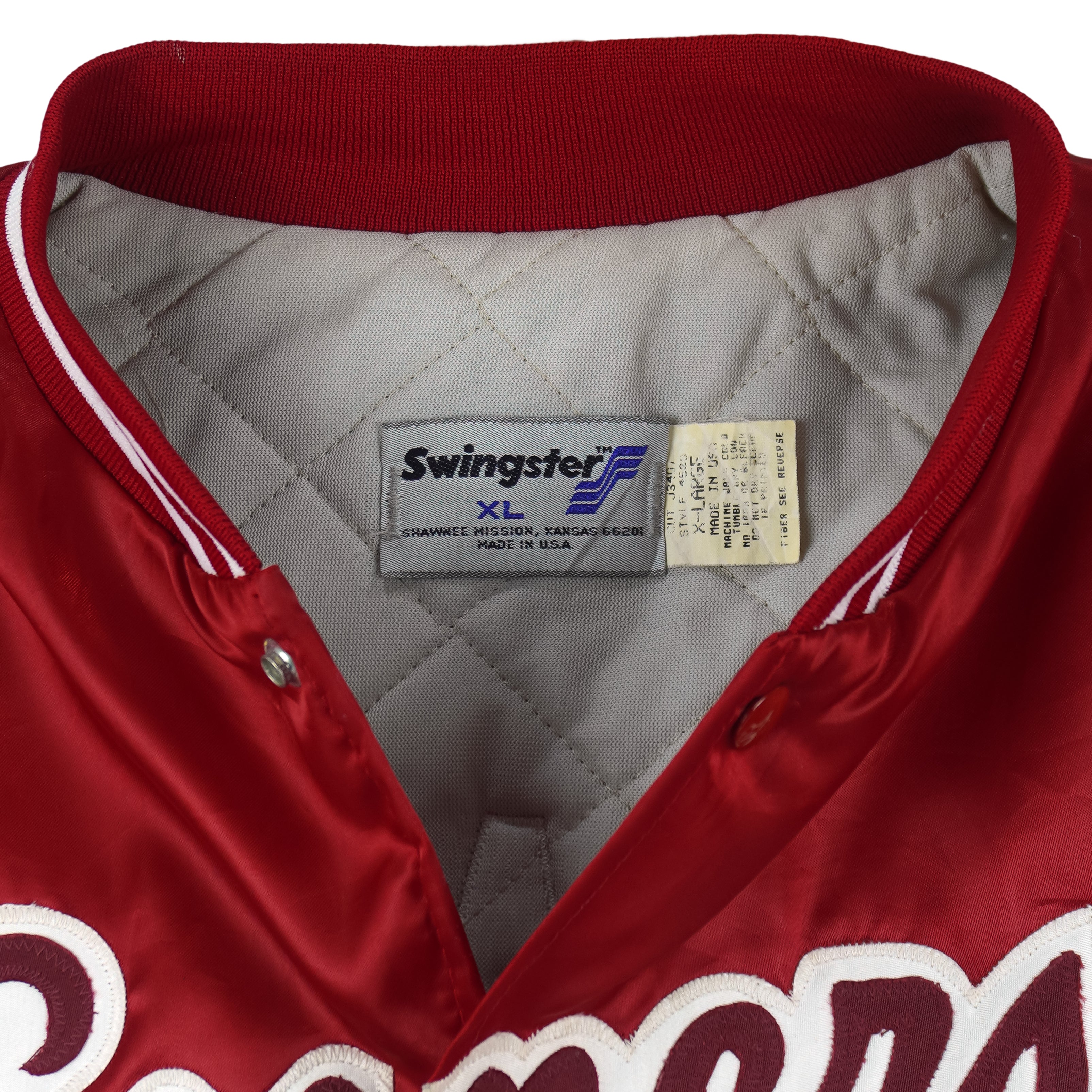 NCAA (Swingster) - Red Oklahoma Sooners Bomber Jacket 1990s X-Large Vintage Retro