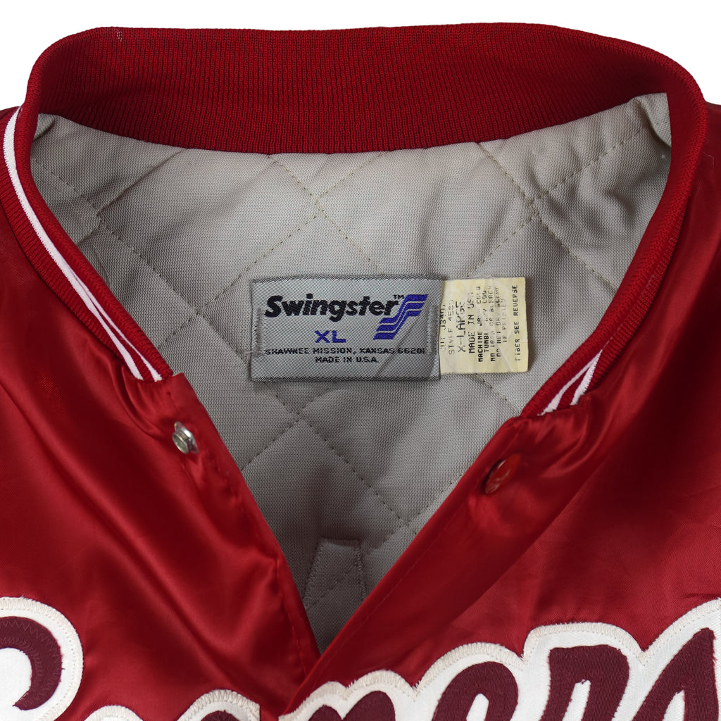 NCAA (Swingster) - Red Oklahoma Sooners Bomber Jacket 1990s X-Large Vintage Retro