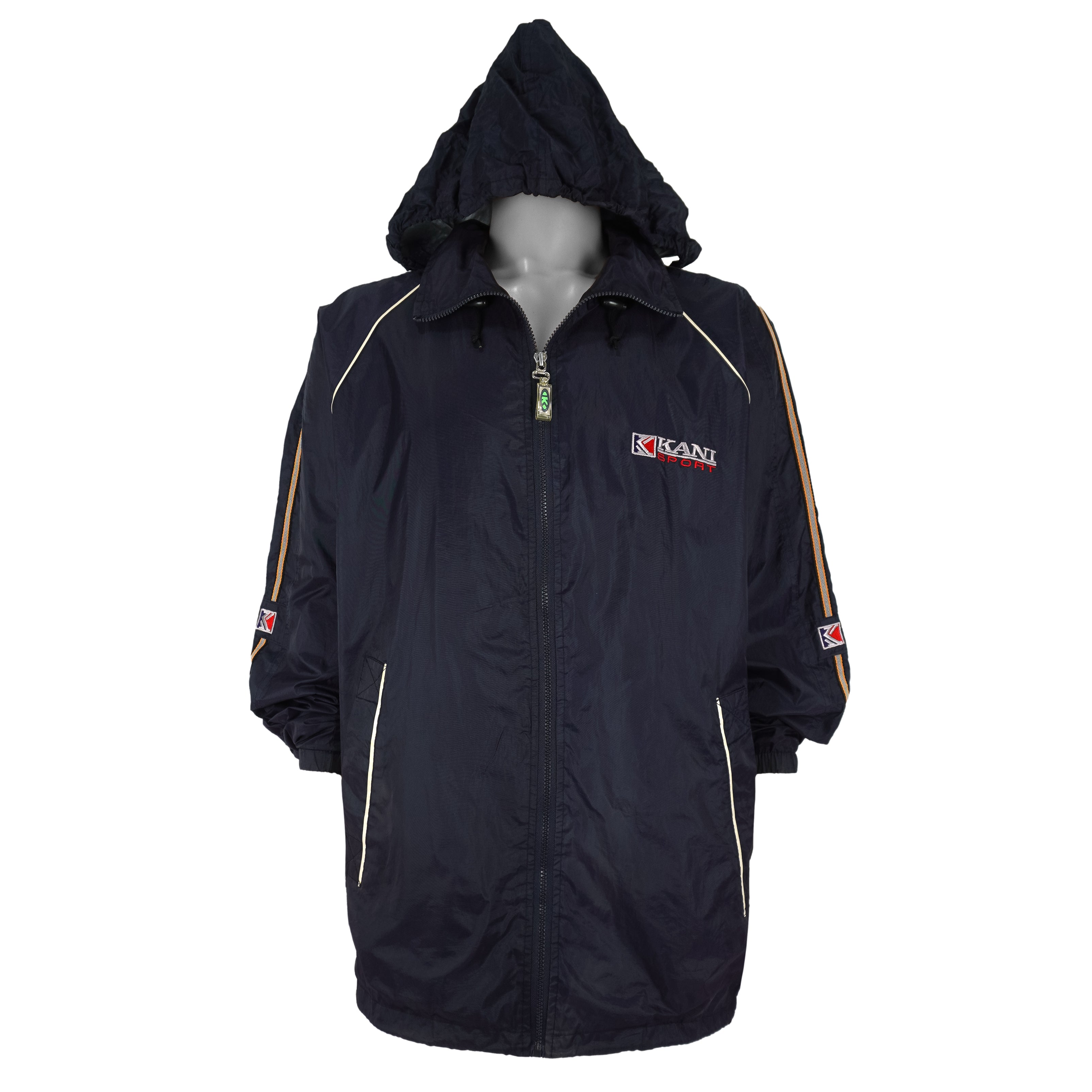 Karl Kani - Big Embroidered Logo Hooded Windbreaker 1990s X-Large Vintage Retro