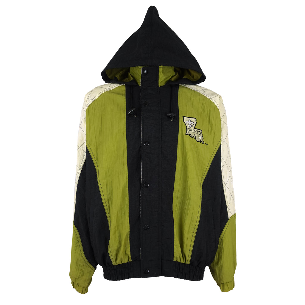 Starter - New Orleans Saints Button-Up Hooded Jacket 1990s Large Vintage Retro Football