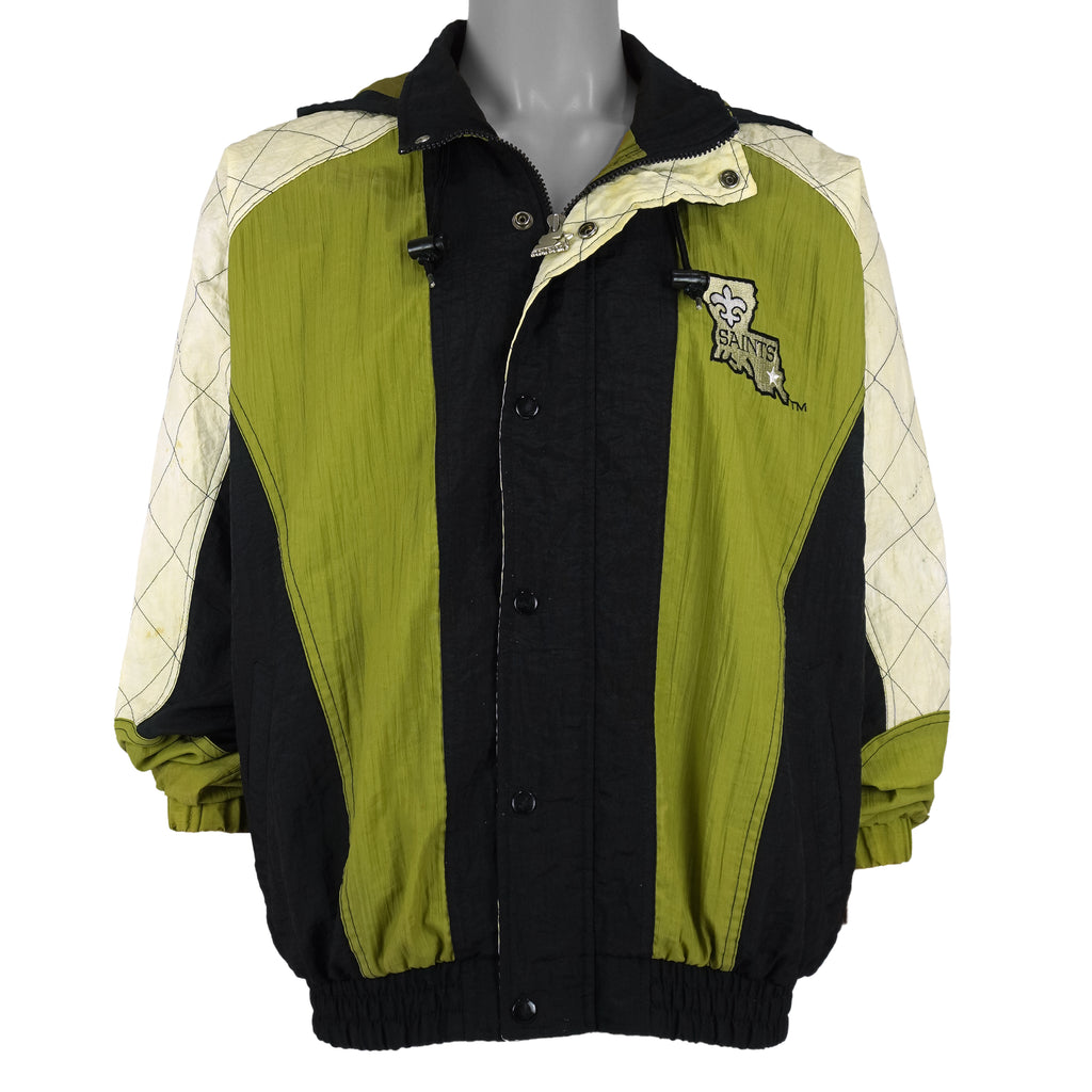Starter - New Orleans Saints Button-Up Hooded Jacket 1990s Large Vintage Retro Football