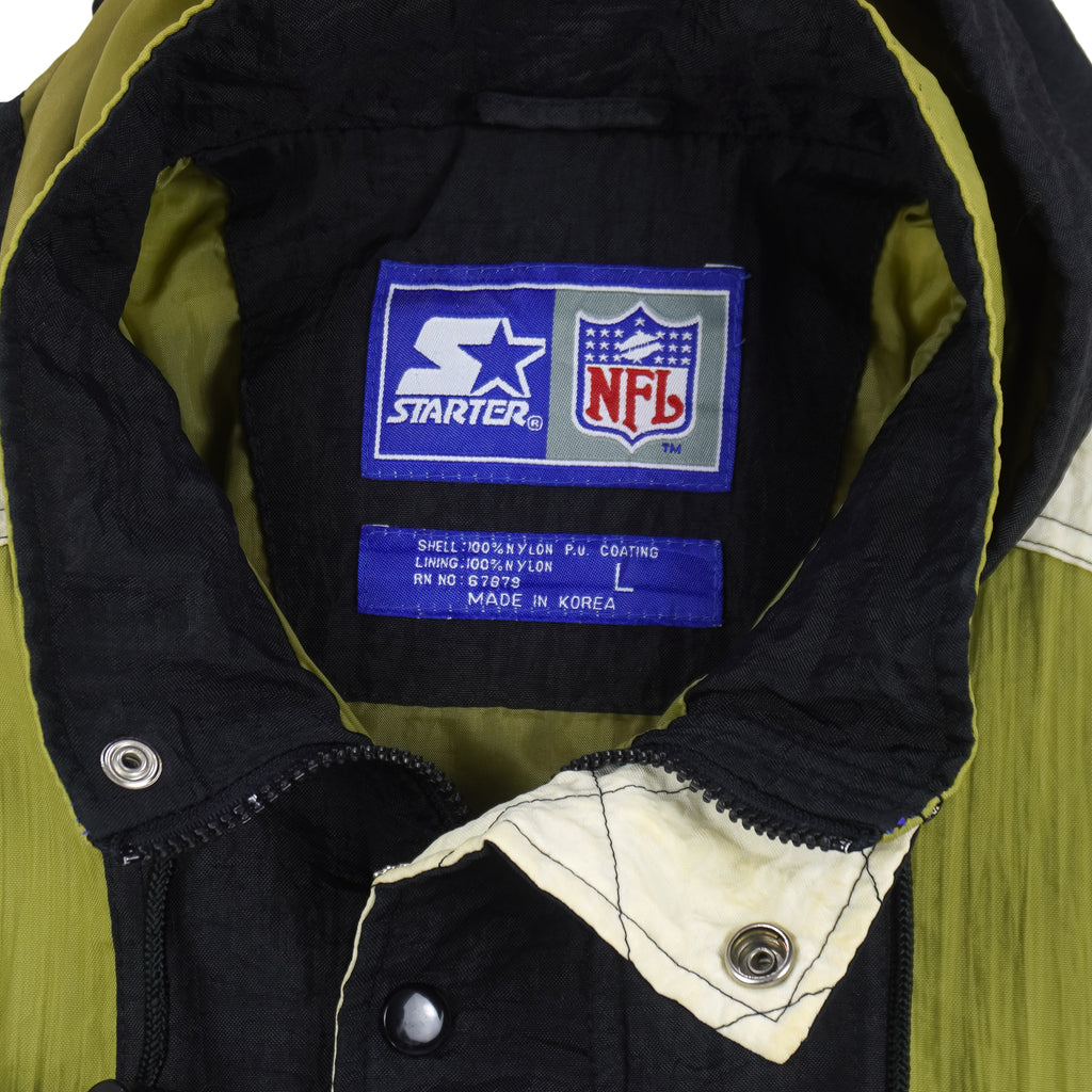 Starter - New Orleans Saints Button-Up Hooded Jacket 1990s Large Vintage Retro Football
