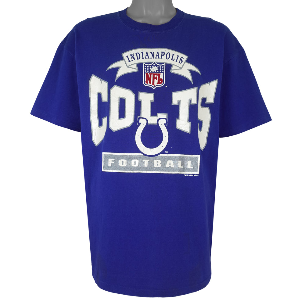 NFL (Bike) - Indianapolis Colts Football Big Spell-Out T-Shirt 1994 X-Large Vintage Retro Football