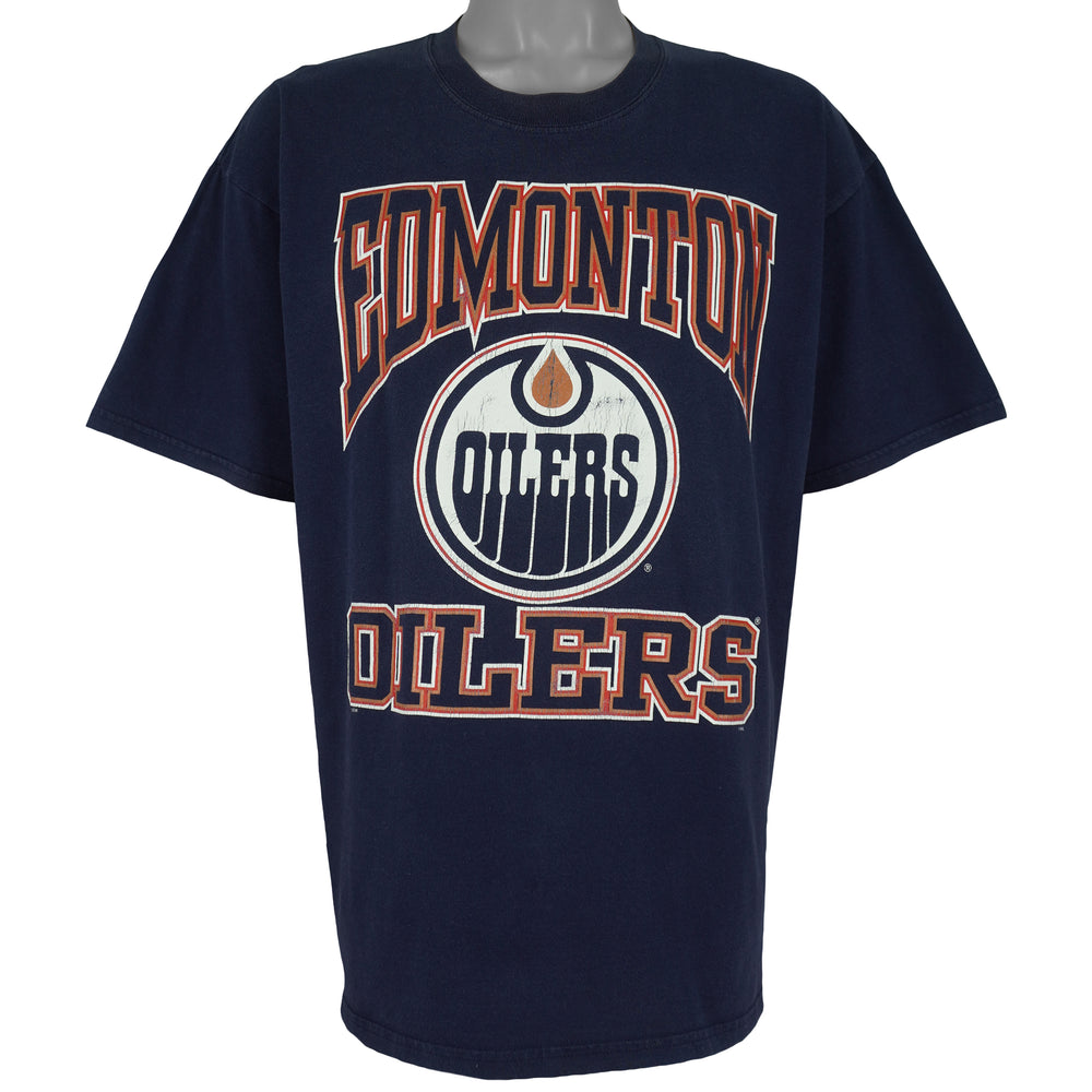 NHL (Gildan) - Edmonton Oilers Big Logo T-Shirt 1990s X-Large Vintage Retro Hockey