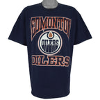 NHL (Gildan) - Edmonton Oilers Big Logo T-Shirt 1990s X-Large Vintage Retro Hockey