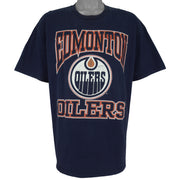 NHL (Gildan) - Edmonton Oilers Big Logo T-Shirt 1990s X-Large Vintage Retro Hockey
