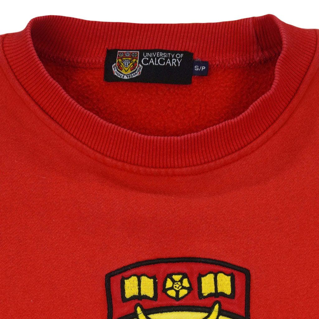 Vintage - University of Calgary Spell-Out Crew Neck Sweatshirt 1990s Small Vintage Retro Football