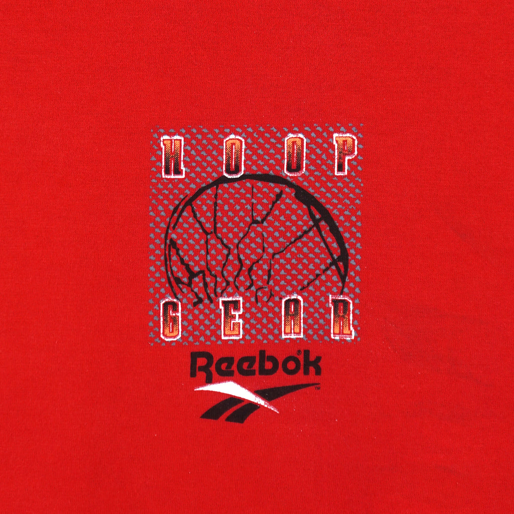Reebok - Red Hoop Gear T-Shirt 1990s Large Vintage Retro