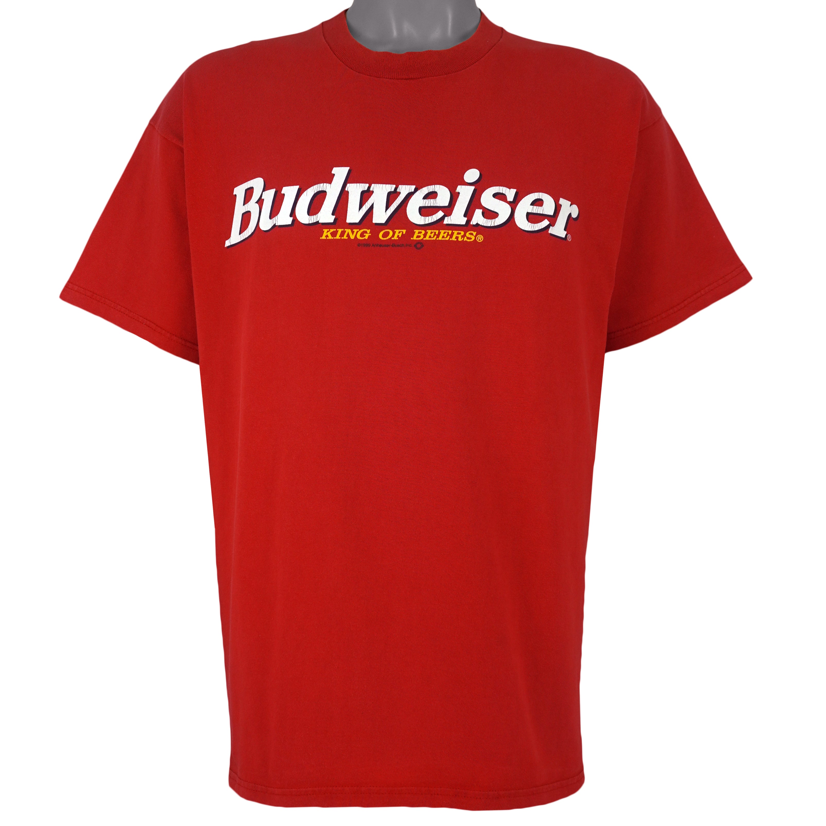 Budweiser - Red King Of Beer Spell-Out T-Shirt 1999 X-Large Vintage Retro