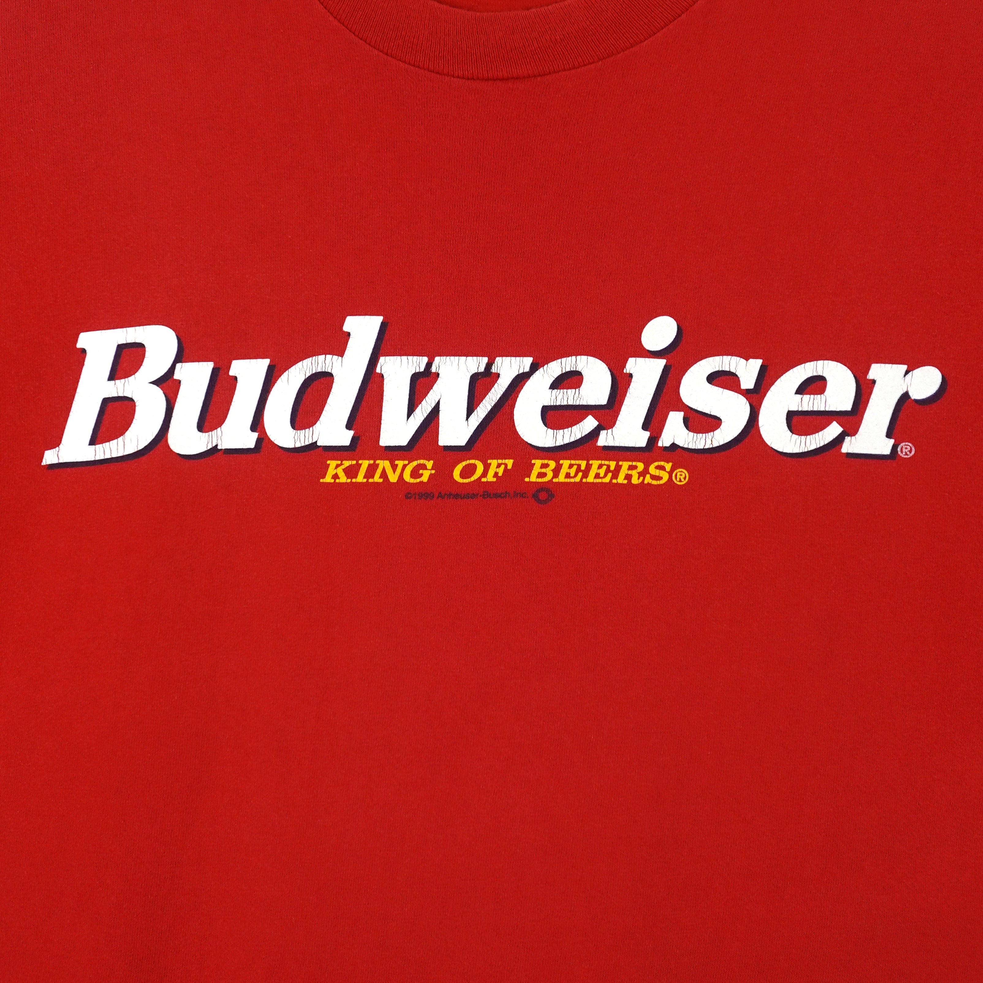 Budweiser - Red King Of Beer Spell-Out T-Shirt 1999 X-Large Vintage Retro