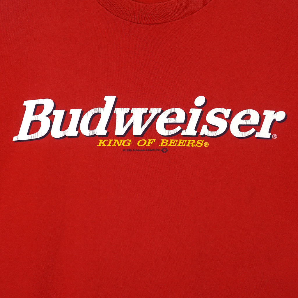 Budweiser - Red King Of Beer Spell-Out T-Shirt 1999 X-Large Vintage Retro