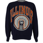 NCAA (Nutmeg) - Illinois Big Logo Crew Neck Sweatshirt 1990s Large Vintage Retro
