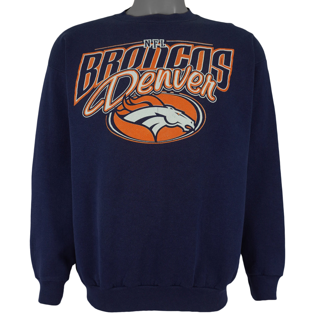 NFL (Logo Athletic) - Denver Broncos Crew Neck Sweatshirt 1990s Large Vintage Retro Football