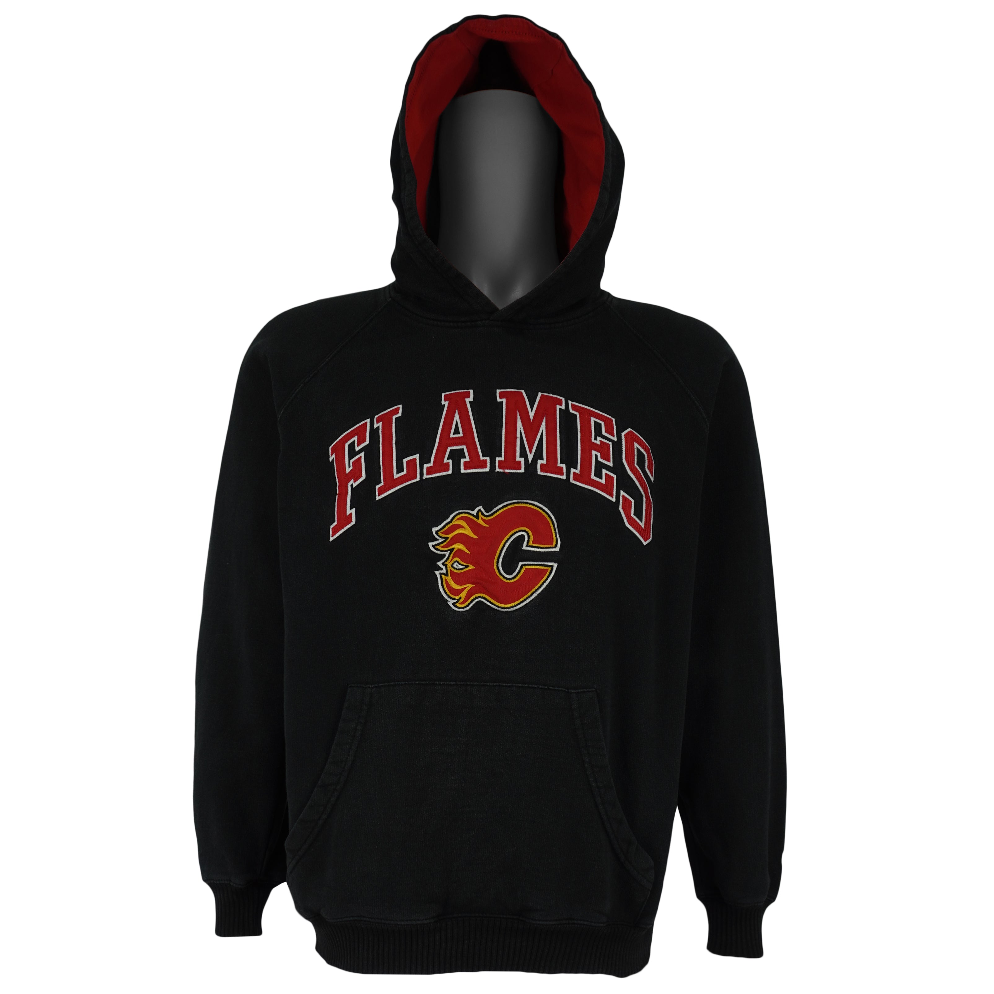Reebok - Calgary Flames Hooded Sweatshirt 1990s Large Vintage Retro Hockey