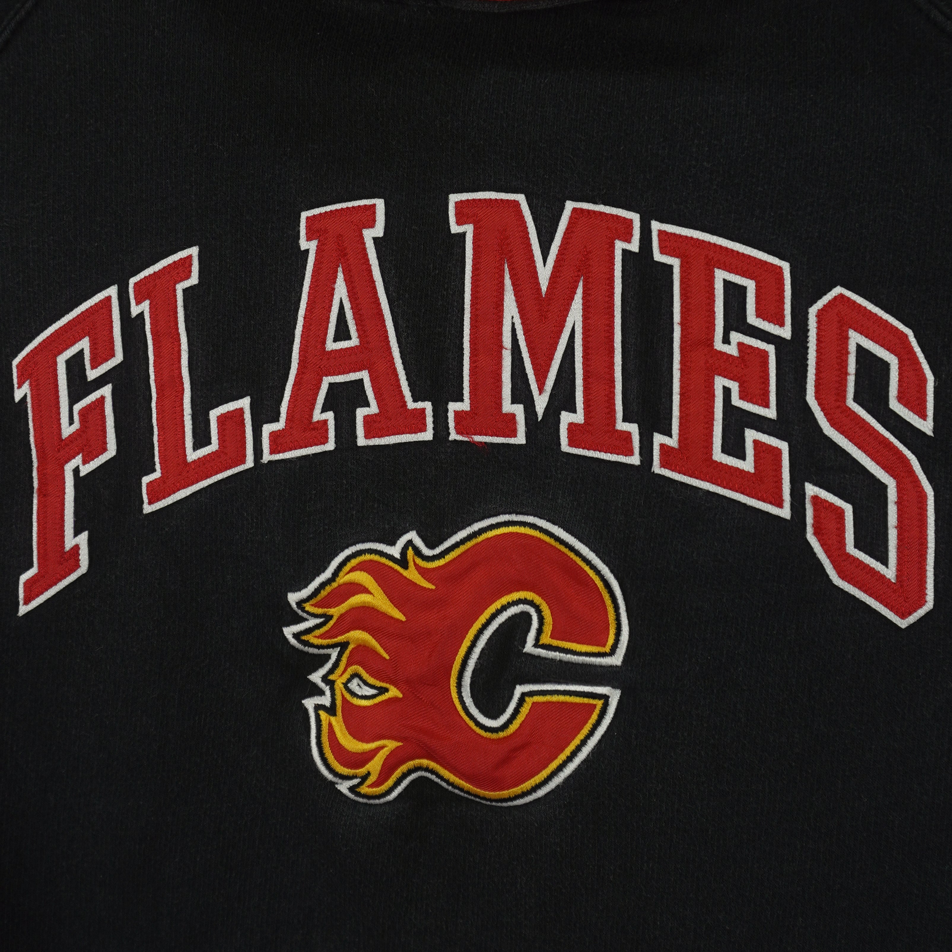 Reebok - Calgary Flames Hooded Sweatshirt 1990s Large Vintage Retro Hockey