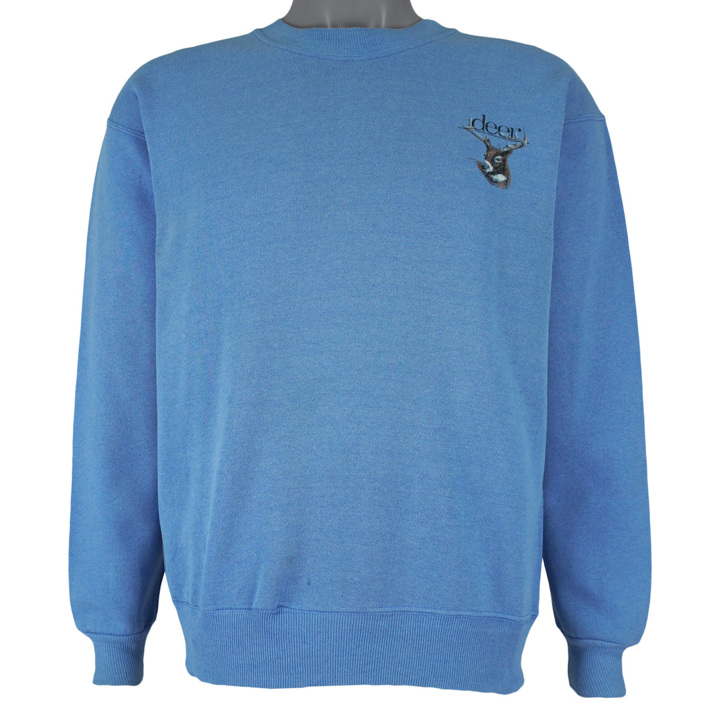 Vintage (Hanes) - The White-Tailed Deer Animal Print Sweatshirt 1980s Medium Vintage Retro