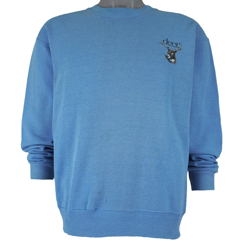Vintage (Hanes) - The White-Tailed Deer Animal Print Sweatshirt 1980s Medium Vintage Retro