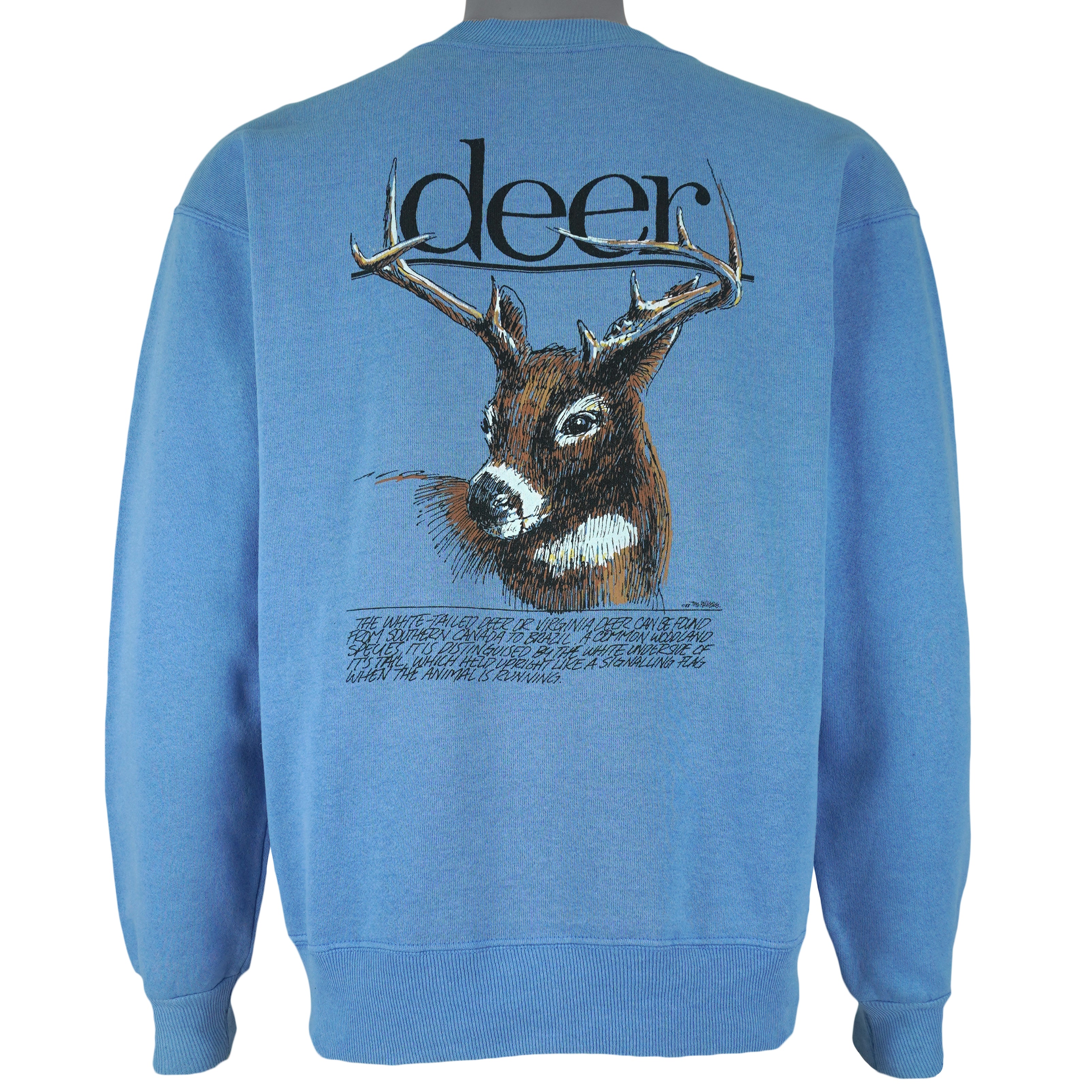 Vintage (Hanes) - The White-Tailed Deer Animal Print Sweatshirt 1980s Medium Vintage Retro
