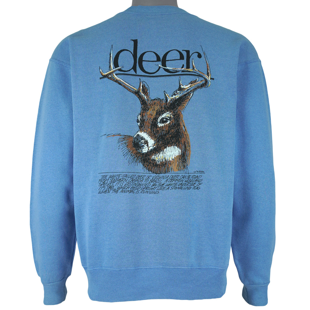 Vintage (Hanes) - The White-Tailed Deer Animal Print Sweatshirt 1980s Medium Vintage Retro