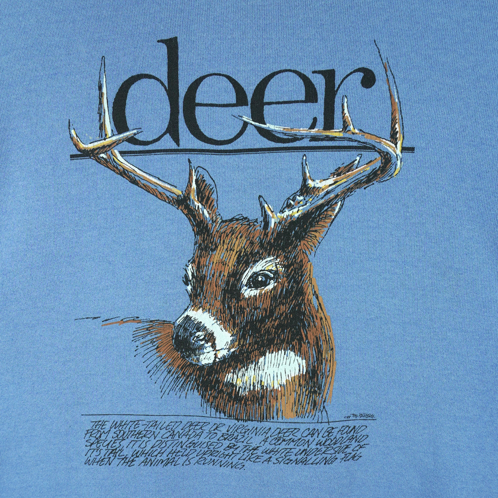 Vintage (Hanes) - The White-Tailed Deer Animal Print Sweatshirt 1988 Medium