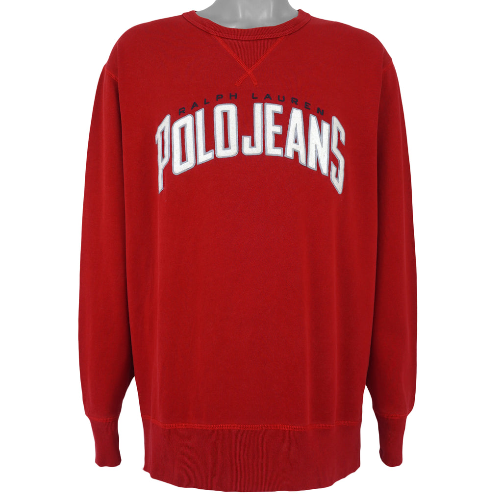 Ralph Lauren (Polo) - Polo Jeans Embroidered Crew Neck Sweatshirt 1990s Large Vintage Retro
