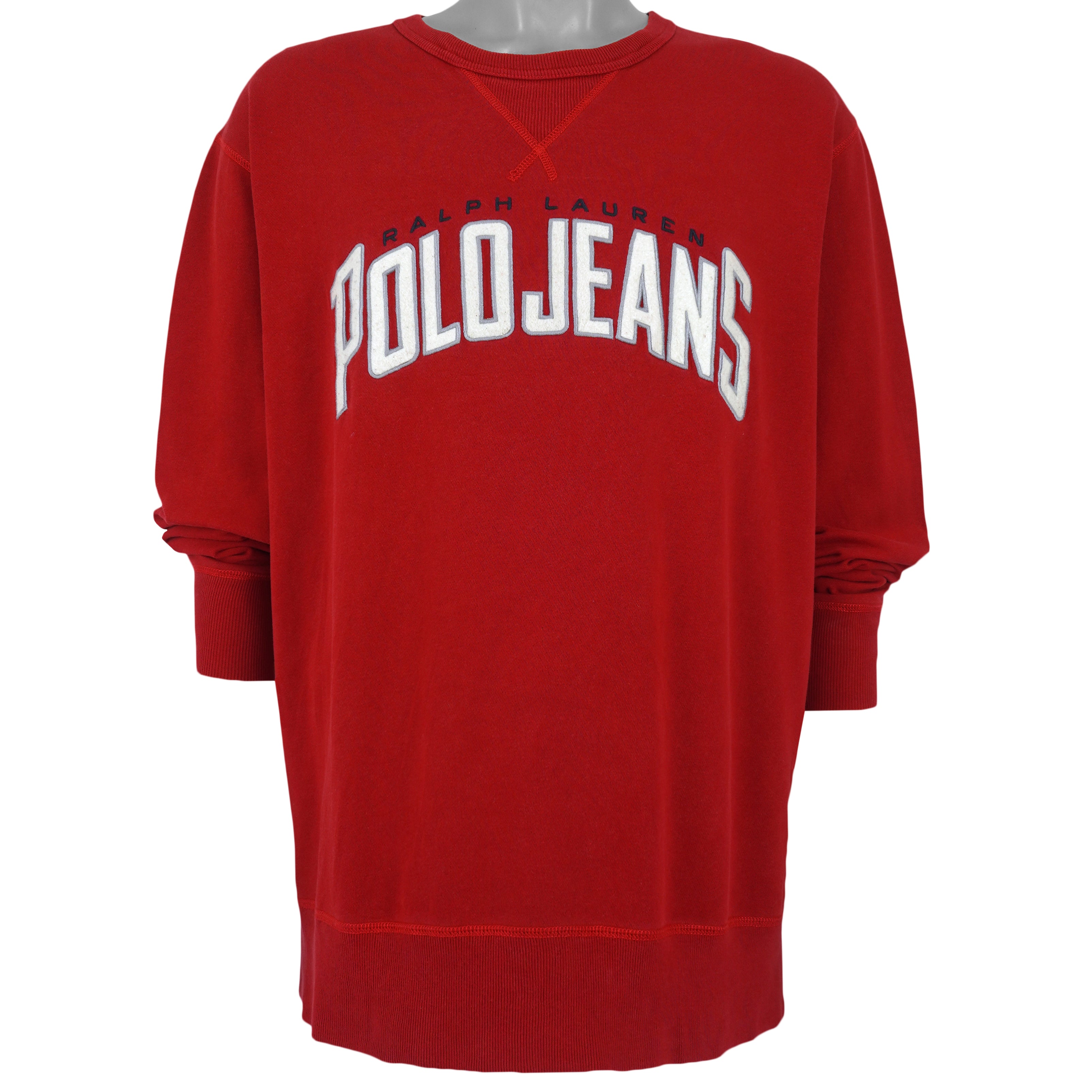 Ralph Lauren (Polo) - Polo Jeans Embroidered Crew Neck Sweatshirt 1990s Large Vintage Retro