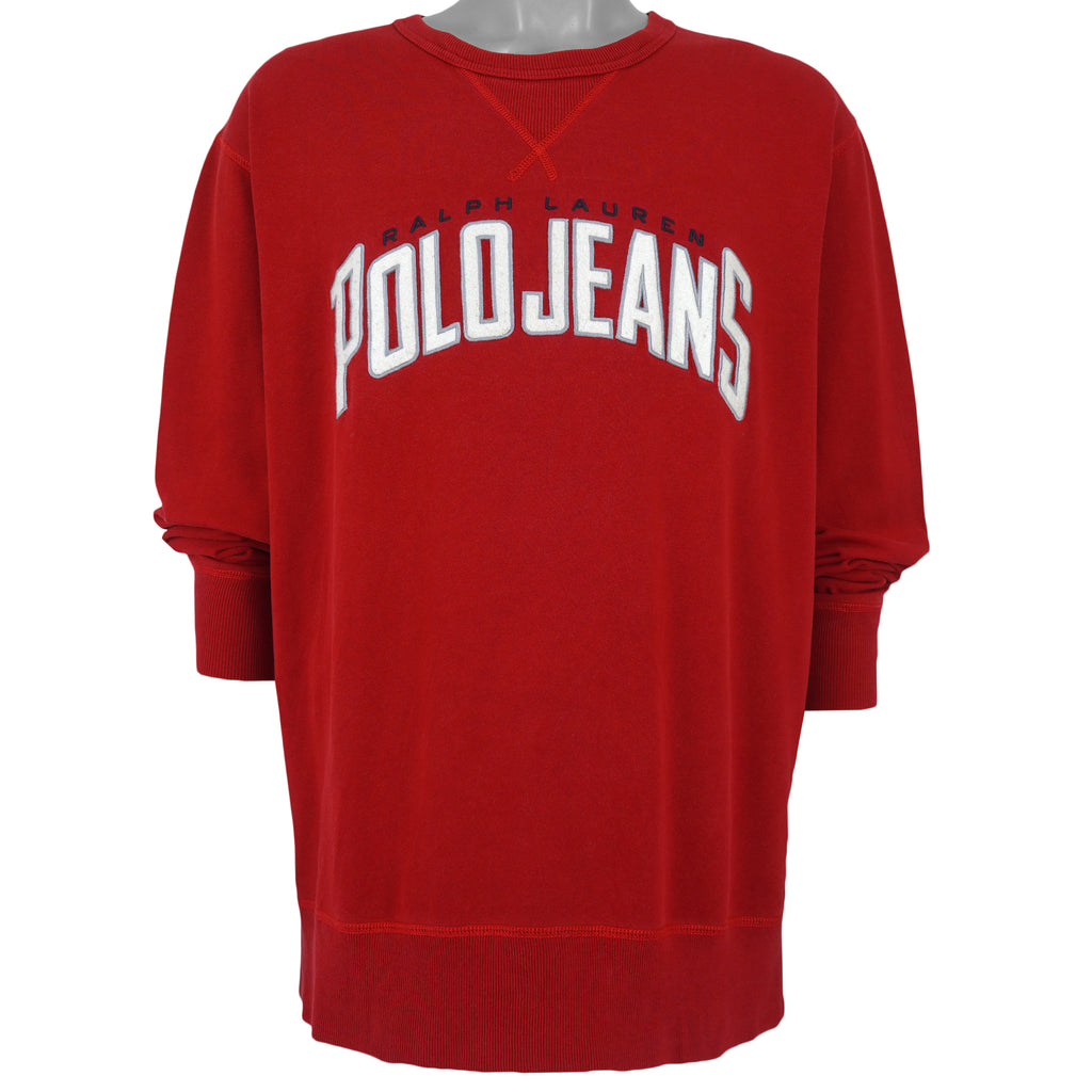 Ralph Lauren (Polo) - Polo Jeans Embroidered Crew Neck Sweatshirt 1990s Large Vintage Retro