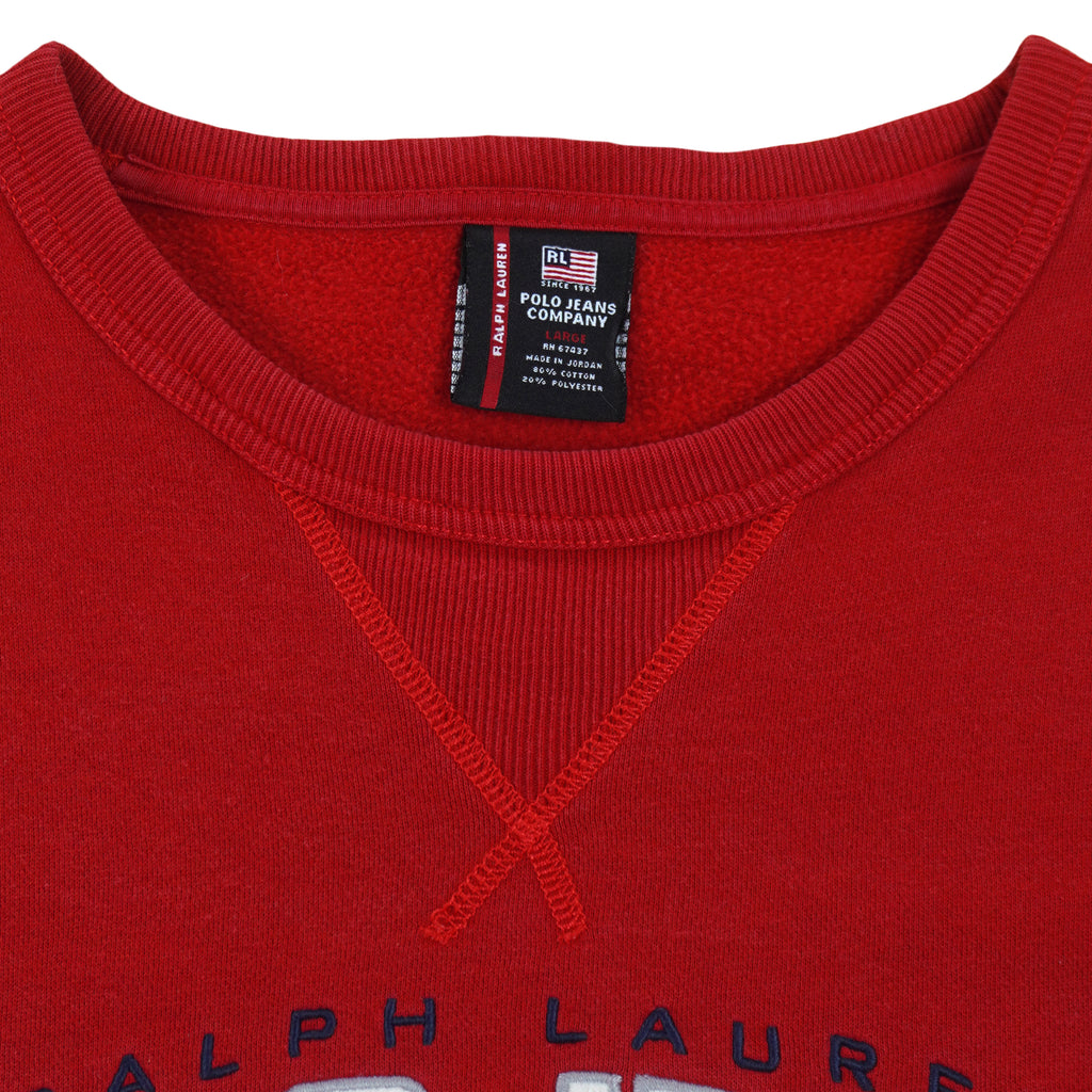 Ralph Lauren (Polo) - Polo Jeans Embroidered Crew Neck Sweatshirt 1990s Large Vintage Retro