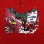 Vintage - Shamrock Bar Snowmobile 1/4 Button-Up Sweatshirt 1990s Large Vintage Retro