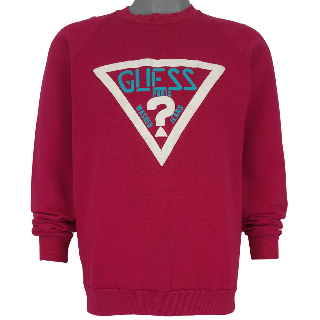 Guess (Jerzees) - Guess Paris Jeans Spell-Out Sweatshirt 1990s Large Vintage Retro