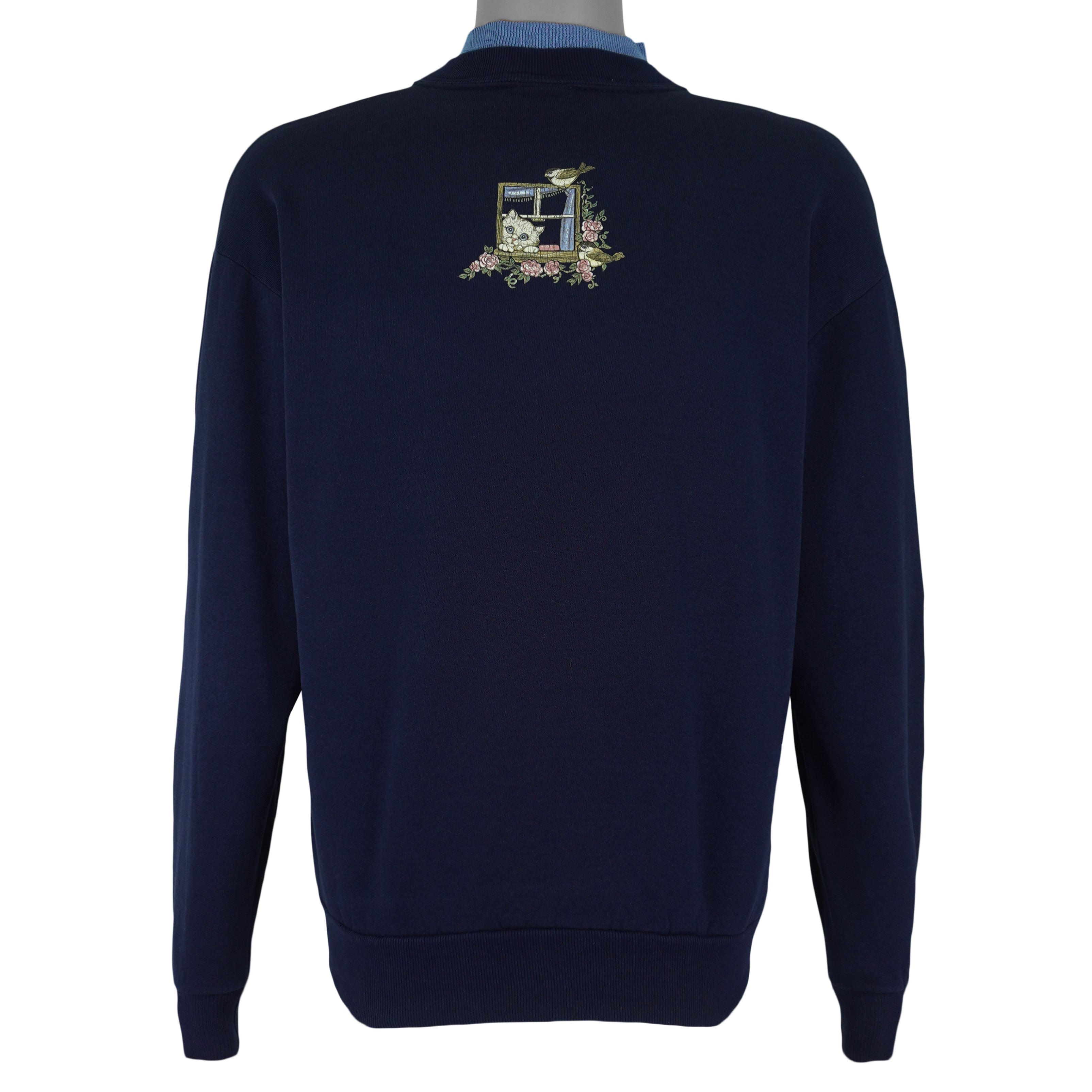 Vintage (Morning Sun) - Kittens In The Window Crew Neck Sweatshirt 1990s Large Vintage Retro