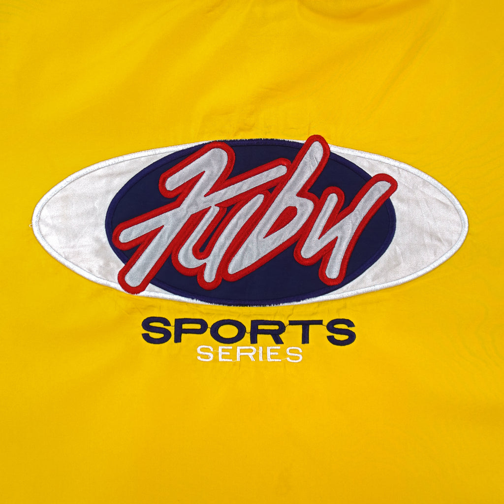 FUBU - Yellow Sports Series Hooded Jacket 1990s Large Vintage Retro