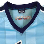 Karl Kani - Blue Big Logo Pinstripe Mesh Jersey 1990s X-Large Vintage Retro