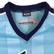 Karl Kani - Blue Big Logo Pinstripe Mesh Jersey 1990s X-Large Vintage Retro