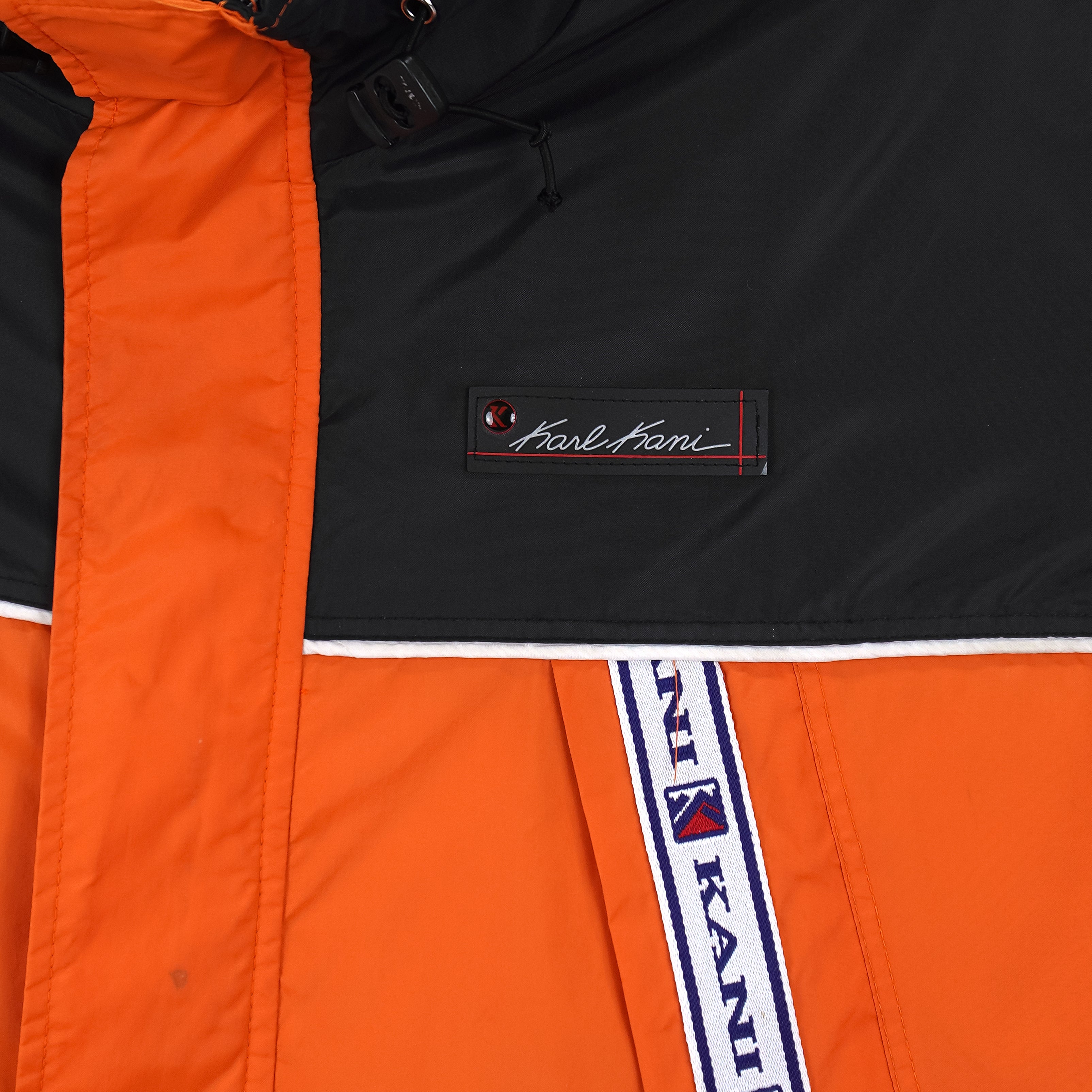 Karl Kani - Orange & Black Big Taped Logo Windbreaker 1990s Large Vintage Retro