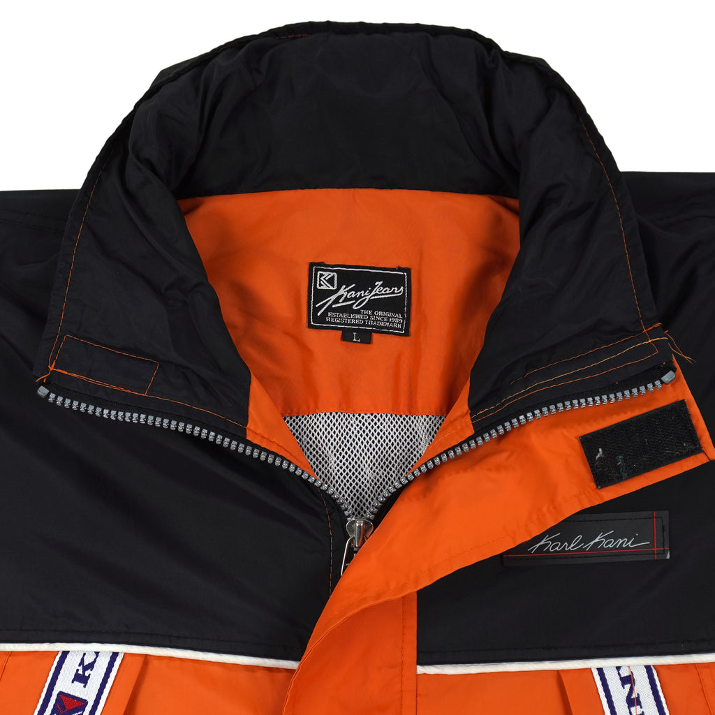 Karl Kani - Orange & Black Big Taped Logo Windbreaker 1990s Large Vintage Retro