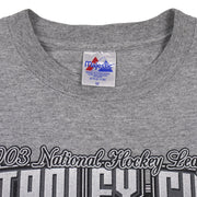 NHL (Majestic) - Ducks Vs Devils, Stanley Cup Champions T-Shirt 2003 Medium Vintage Retro Hockey