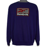 Reebok - Purple Embroidered Crew Neck Sweatshirt 1990s Large