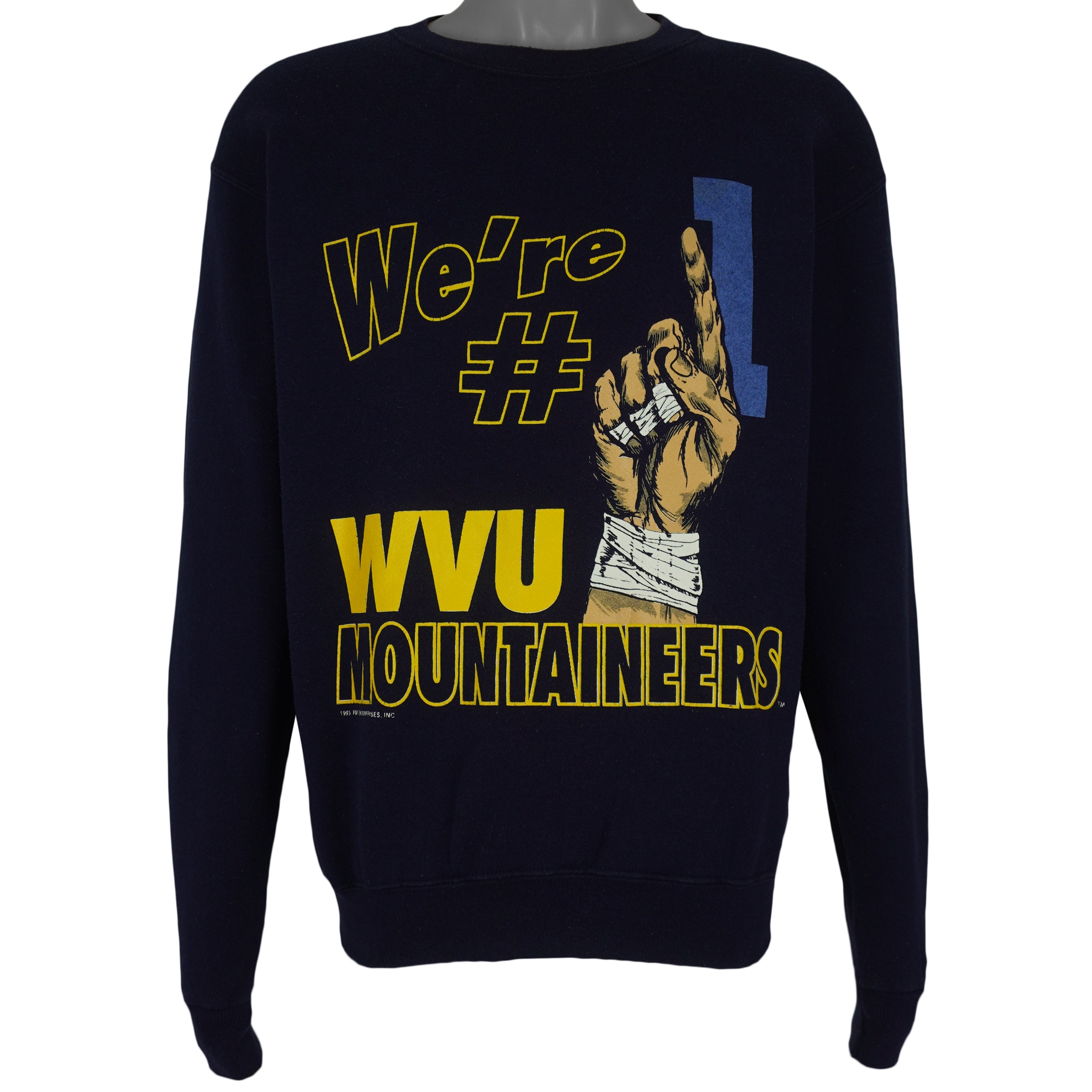 NCAA (PM) - We're #1 WVU Mountaineers Crew Neck Sweatshirt 1993 Medium