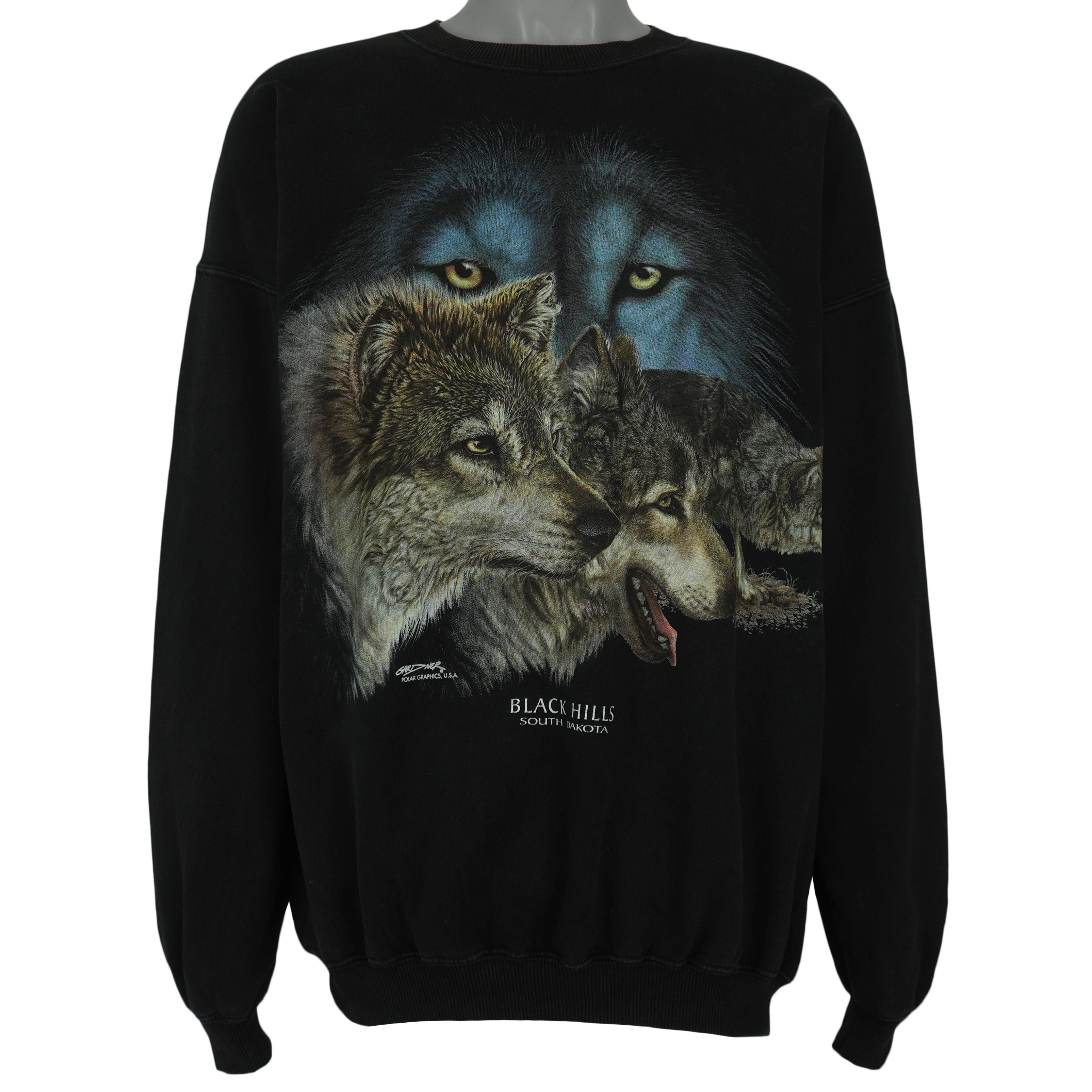 Vintage (Gildan) - Wolfs Black Hills Crew Neck Sweatshirt 1990s X-Large Vintage Retro