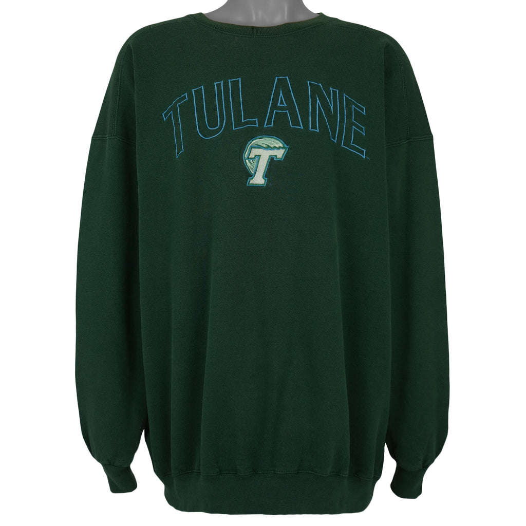 Vintage (Team Edition) - Tulane University Crew Neck Sweatshirt 1990s XX-Large Vintage Retro